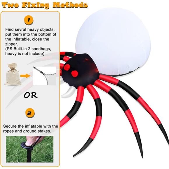 8 FT Halloween Inflatable Spider – Giant Crawling Decoration - Picture 5 of 7